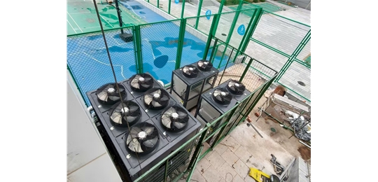 陕西子洲县小学游泳馆中广欧特斯超低温空气能热水、恒温除湿机组