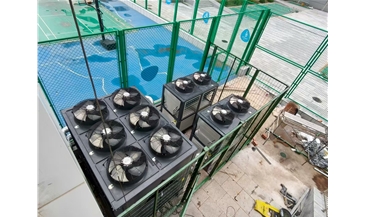 陕西子洲县小学游泳馆中广欧特斯超低温空气能热水、恒温除湿机组